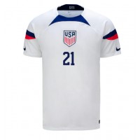 Vereinigte Staaten Timothy Weah #21 Fußballbekleidung Heimtrikot WM 2022 Kurzarm
